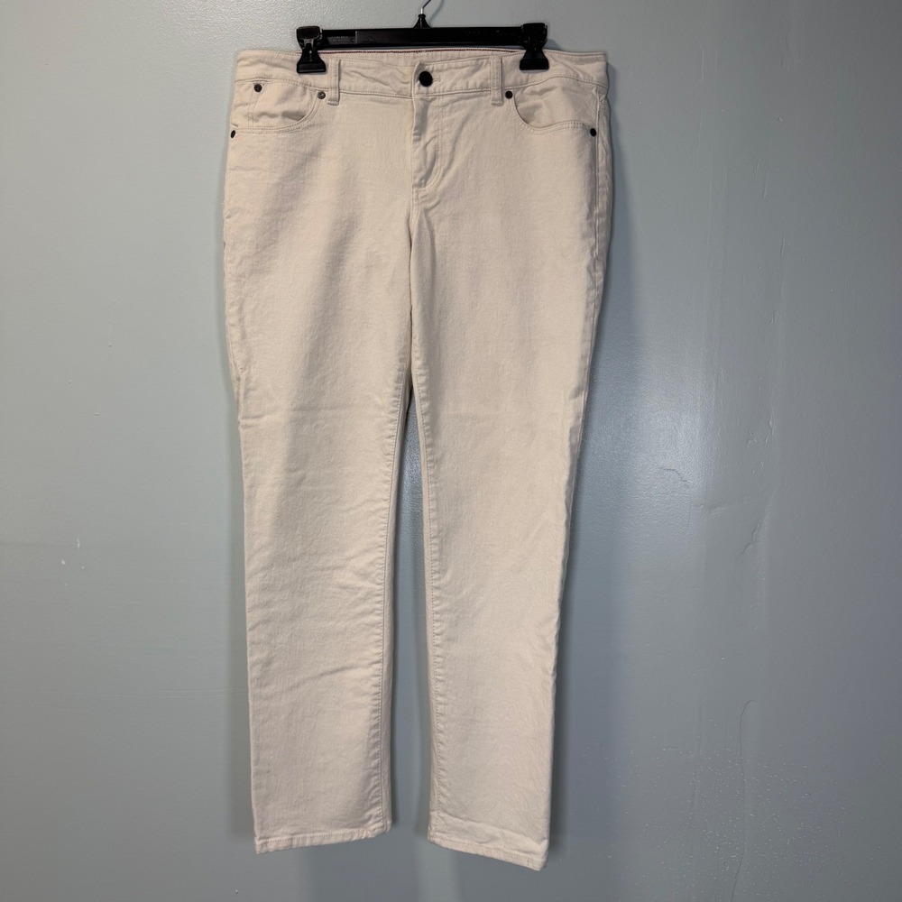Talbots Signature Ankle Jeans Cream Off White Denim Pants Size 14/32 ID245